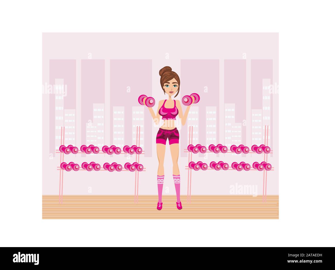 beautiful girl exercising in gym Stock Vector Image & Art - Alamy