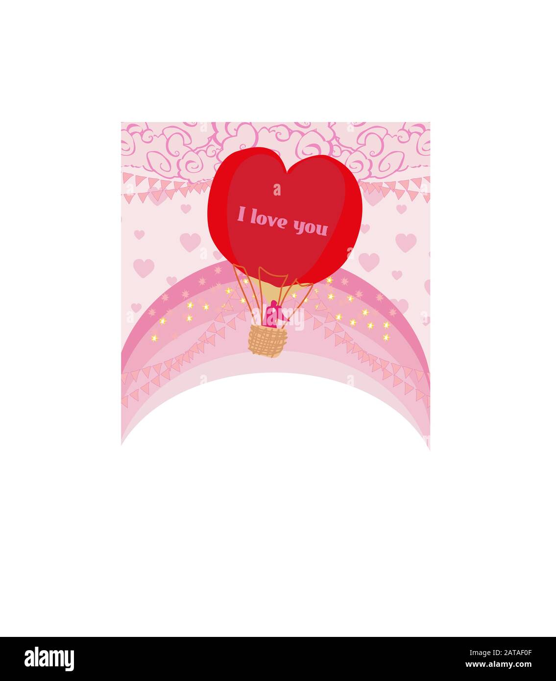 Hot Air Balloon and romantic couple - Valentine card Stock Vector Image ...