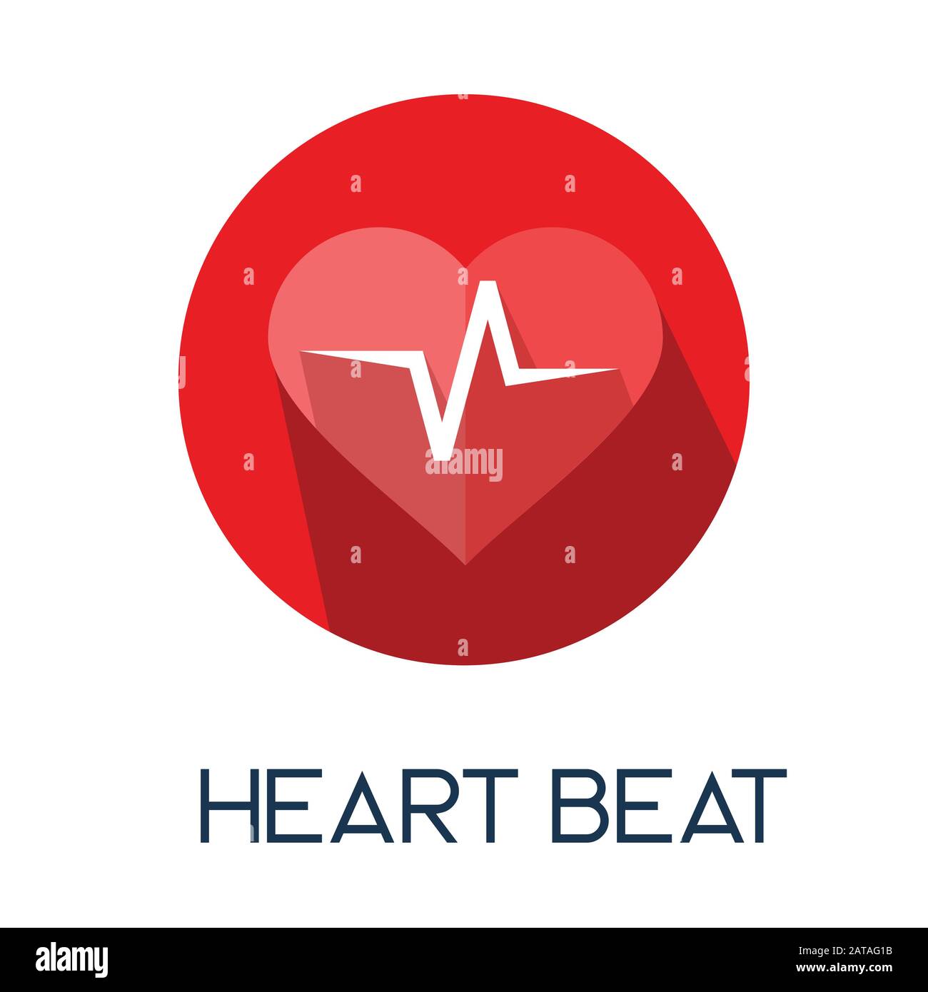 heart rate beat pulse long shadow flat style medic icon illustration Stock Vector