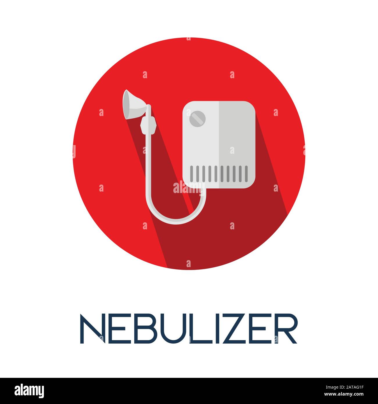 nebulizer machine as treatment, or breathing therapy long shadow flat ...