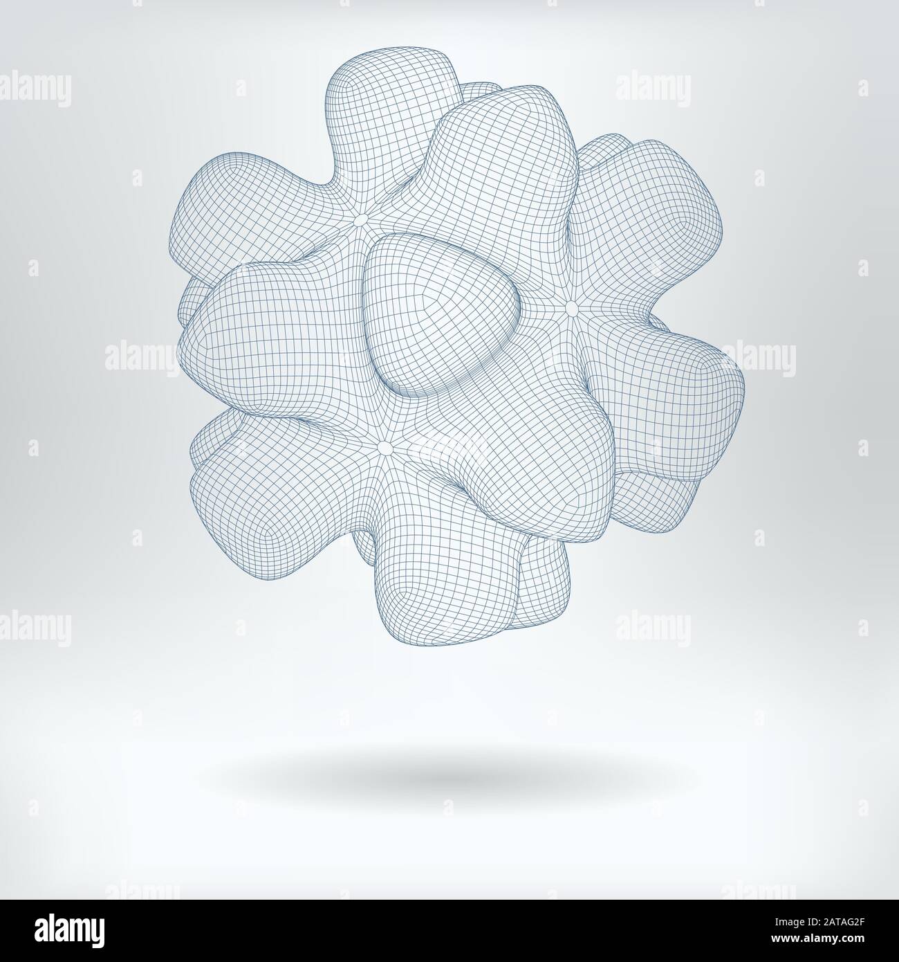 Vector 3D Model Poliovirus Particle Drawing - Poliomyelitis Virus Structure Concept Diagram Icon Stock Vector