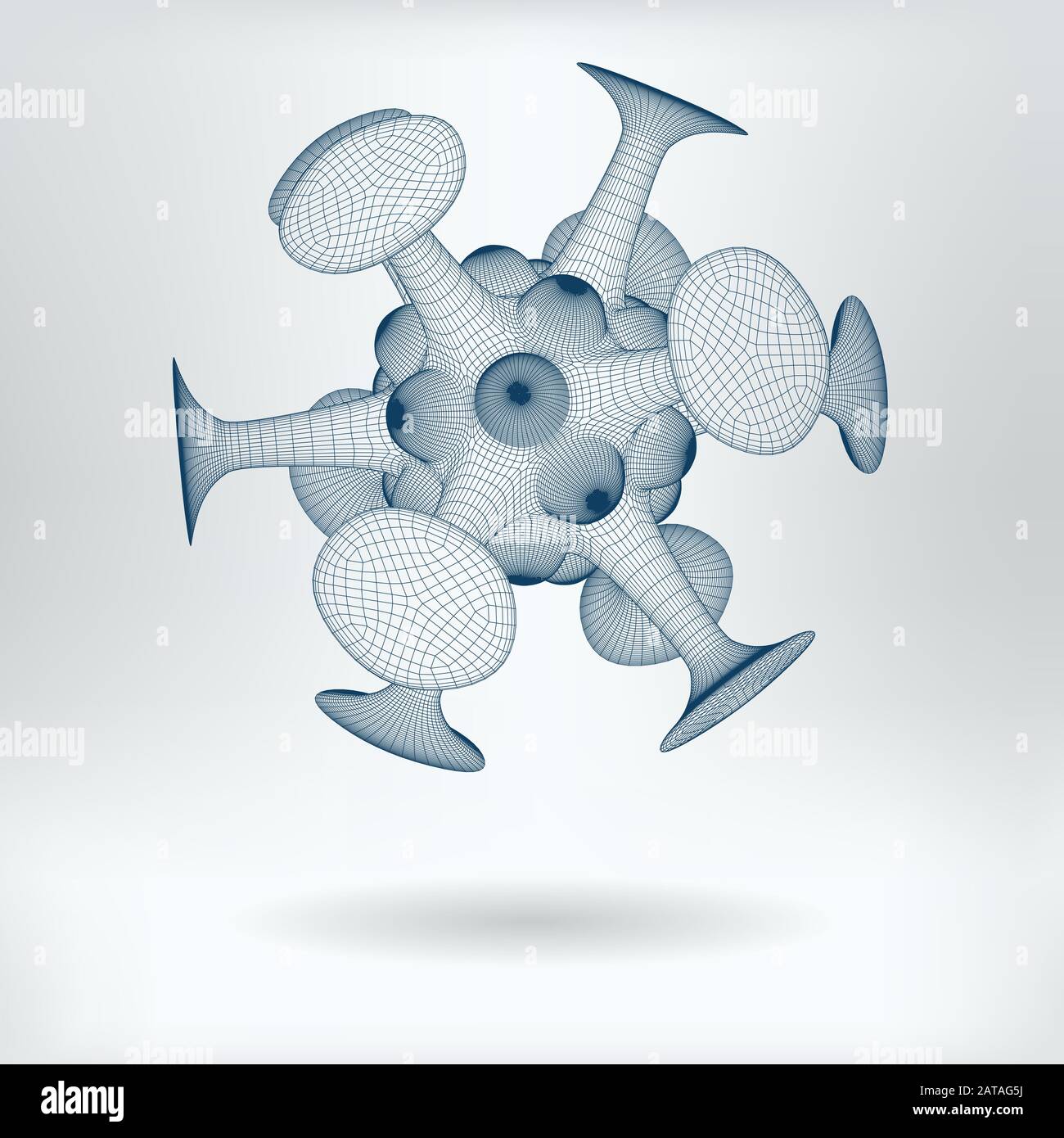 Vector 3D Model Utility Fog Particle HiTech Concept Icon -  Nanotechnology Microscopic Complex Form Structure Stock Vector