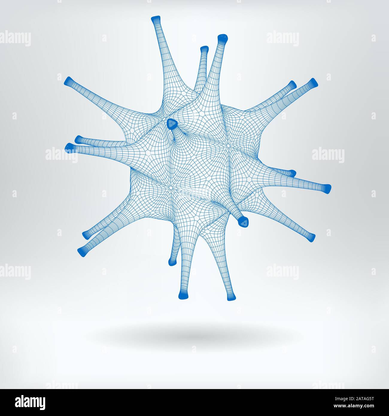 Vector 3D Mesh Adenovirus Drawing - Virus Particle Structure Symbol - Modern Virology Picture Concept Icon Stock Vector