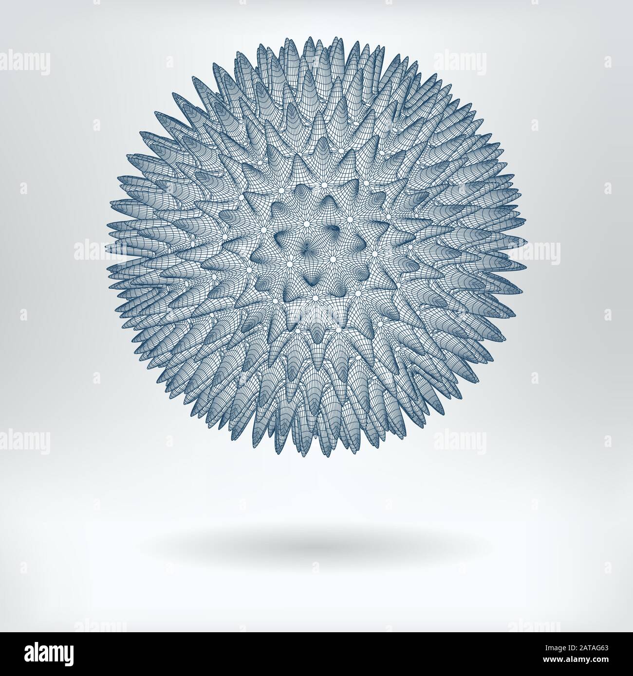 Vector 3D Model Hepatitis Virus or Nanostar Concept Icon - Lowpoly Virus or Nanobot Particle Structure Stock Vector