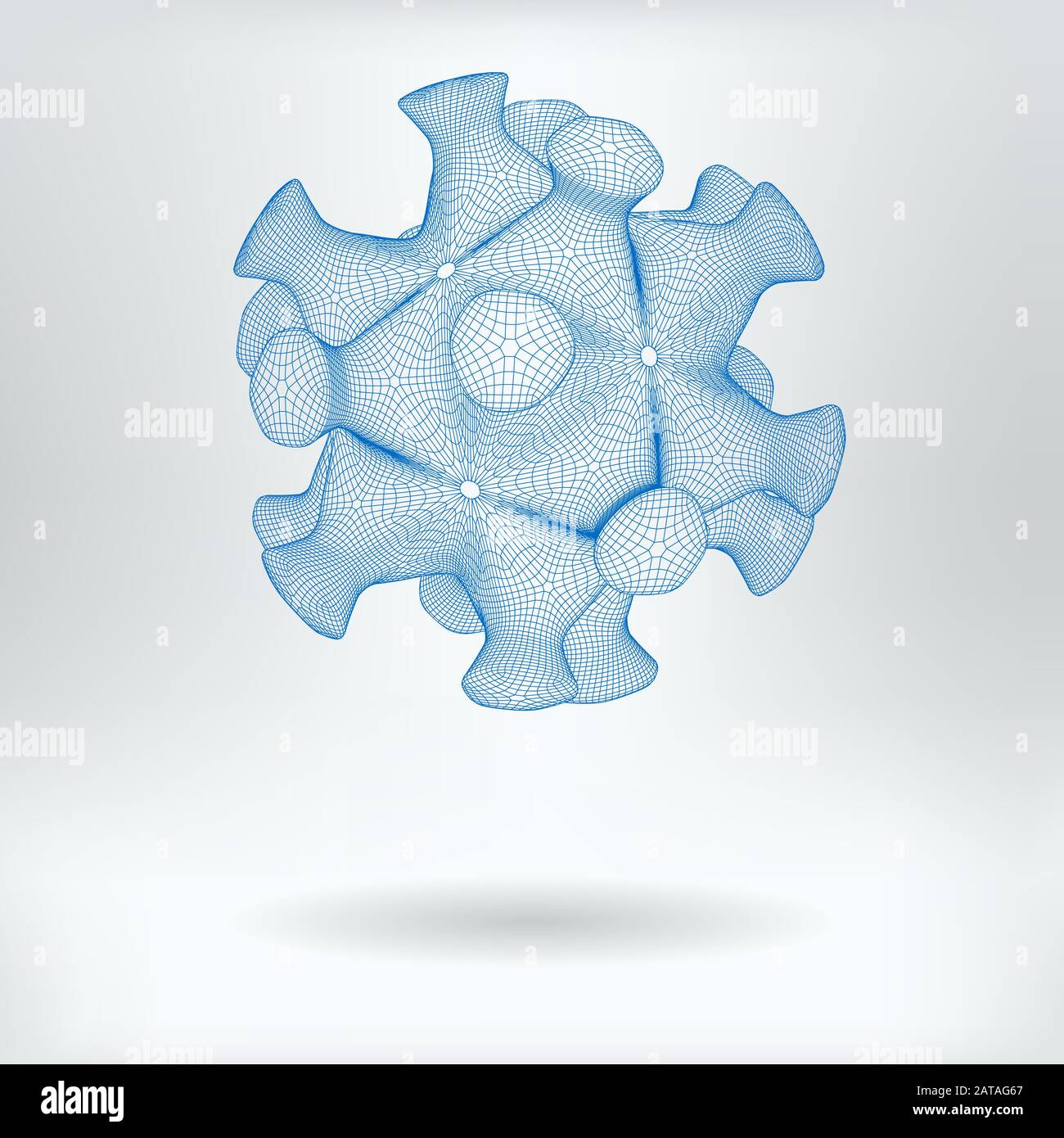 Vector 3D Model HIV Virus Particle Drawing - Human Immunodeficiency Virus Structure Concept Icon Stock Vector