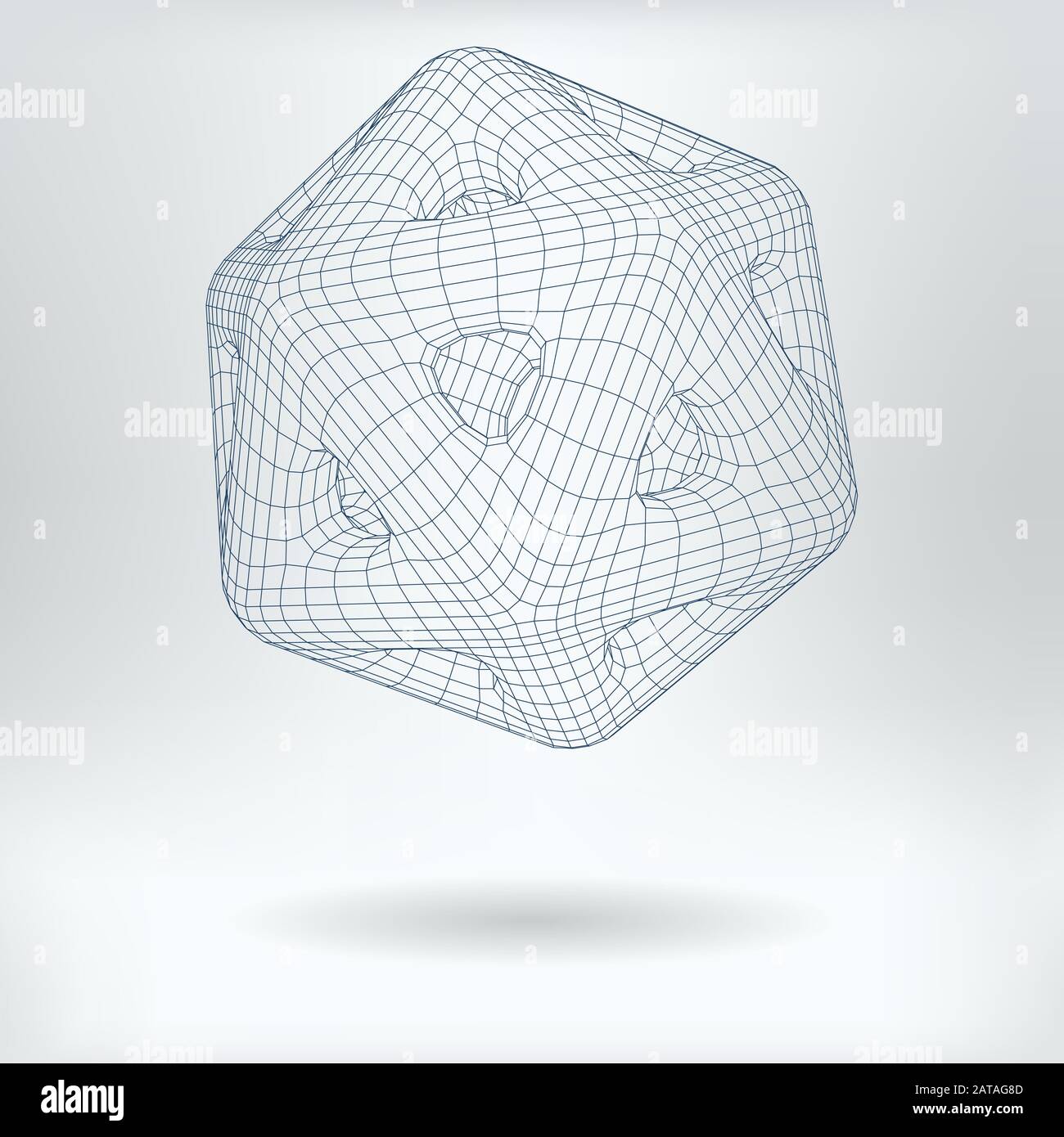 Vector 3D Model Quantum Mechanics Concept Icon - Lowpoly Icosidodecahedron Qubit Structure Stock Vector