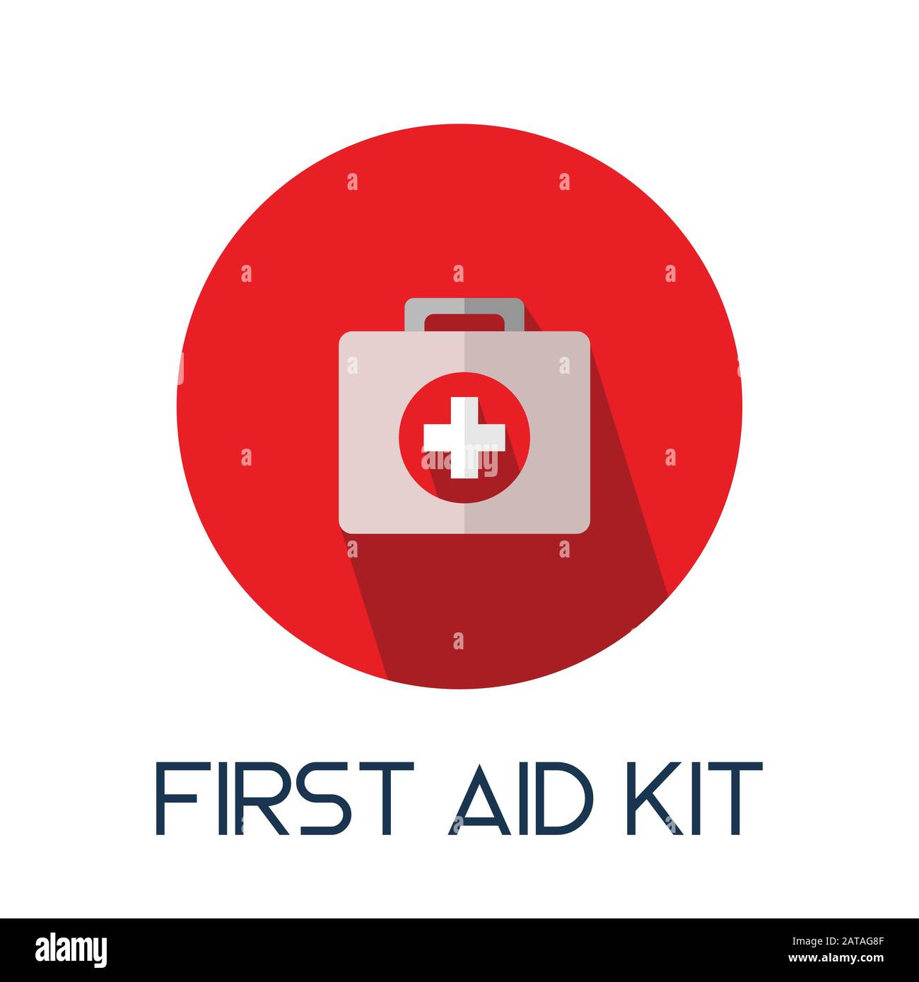 first aid kit case long shadow flat style medic icon illustration Stock ...