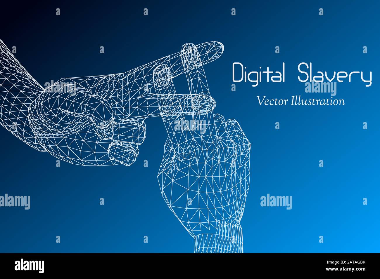 Vector Digital Slavery Concept  - Behind Bars of Digital Gadgets or Social Networks Stock Vector