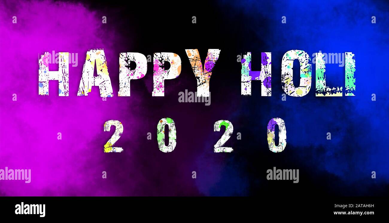 Happy holi 2020.Happy holi text Background Stock Photo - Alamy