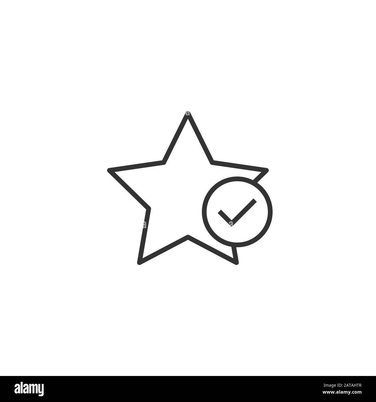 Check mark with star icon in flat style. Add to favorite vector ...
