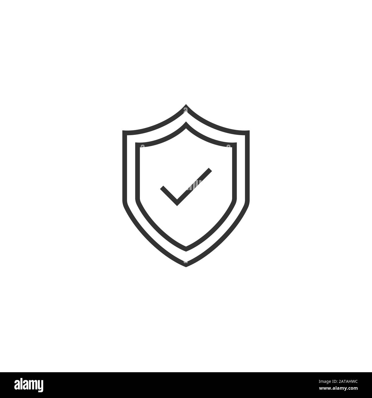 Shield with check mark icon in flat style. Protect vector illustration ...