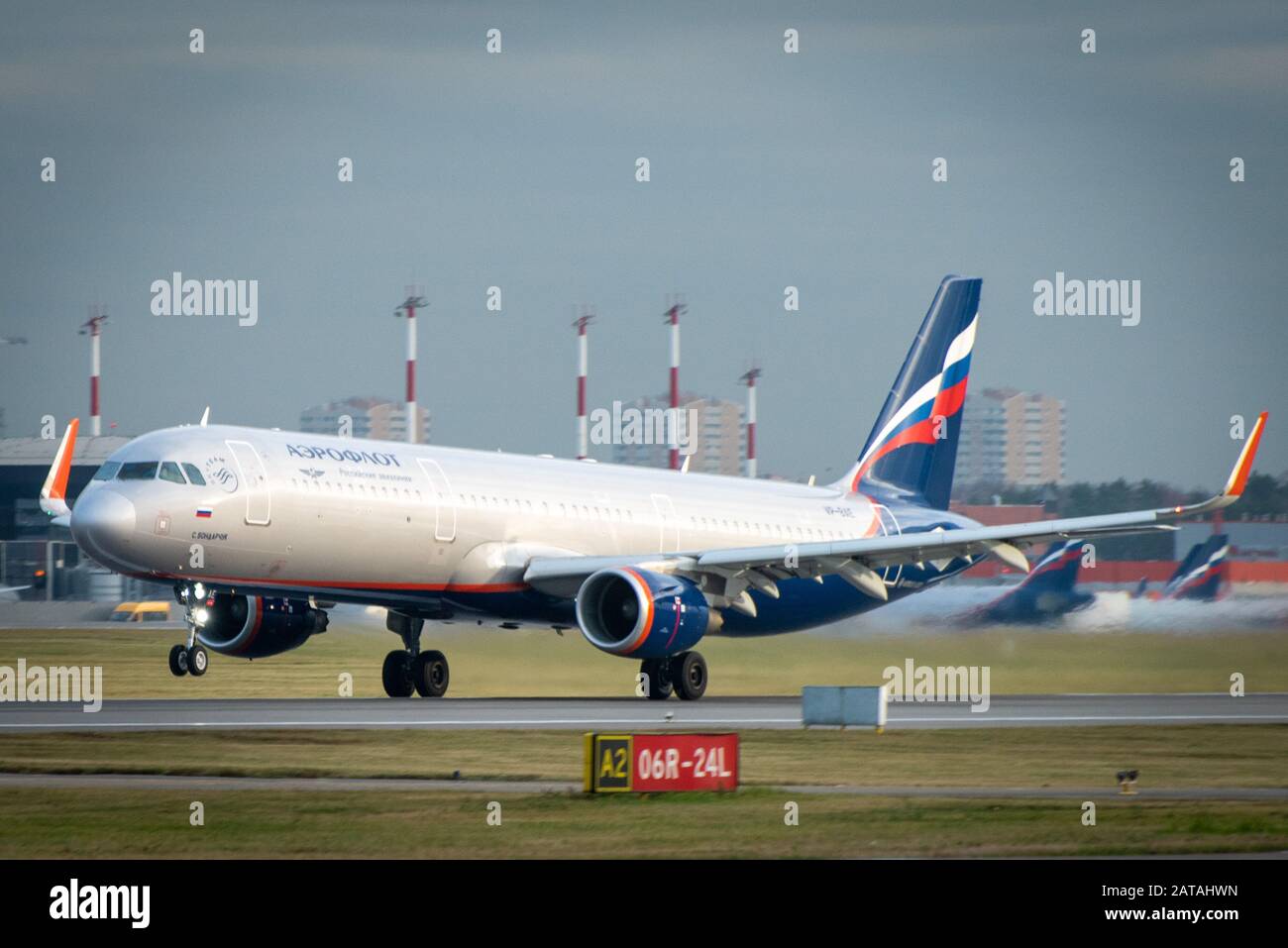 October 29, 2019, Moscow, Russia. Plane  Airbus A330-300 Aeroflot - Russian Airlines at Sheremetyevo airport in Moscow. Stock Photo