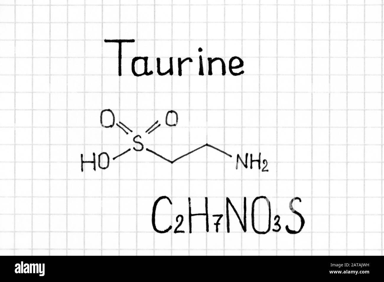 Handwriting Chemical formula of Taurine. Close up Stock Photo Alamy