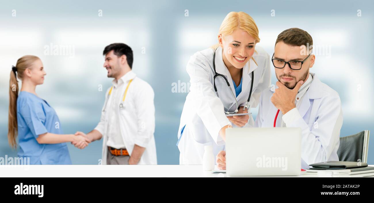 Healthcare people group. Professional doctor working in hospital office