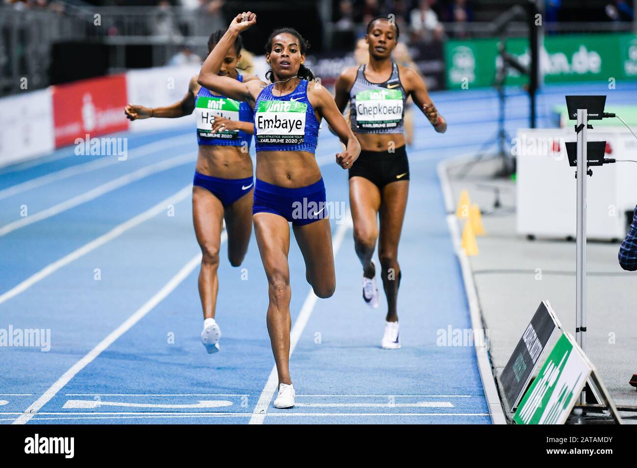 Rheinstetten, Germany. 31st Jan, 2020. Athletics: INDOOR-Meeting Karlsruhe, Axumawit Embaye from Ethiopia wins the 1500m final Credit: Tom Weller/dpa/Alamy Live News Stock Photo