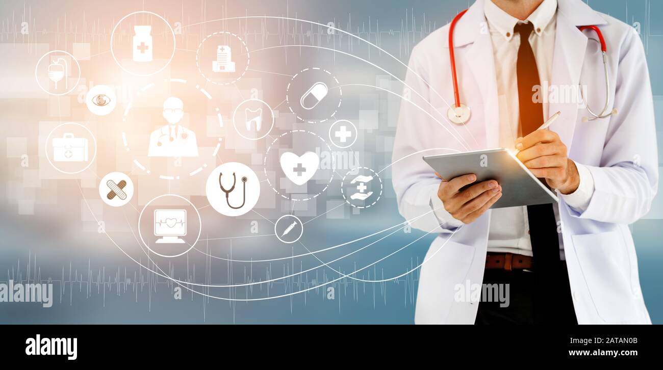 Medical Healthcare Concept Doctor In Hospital With Digital