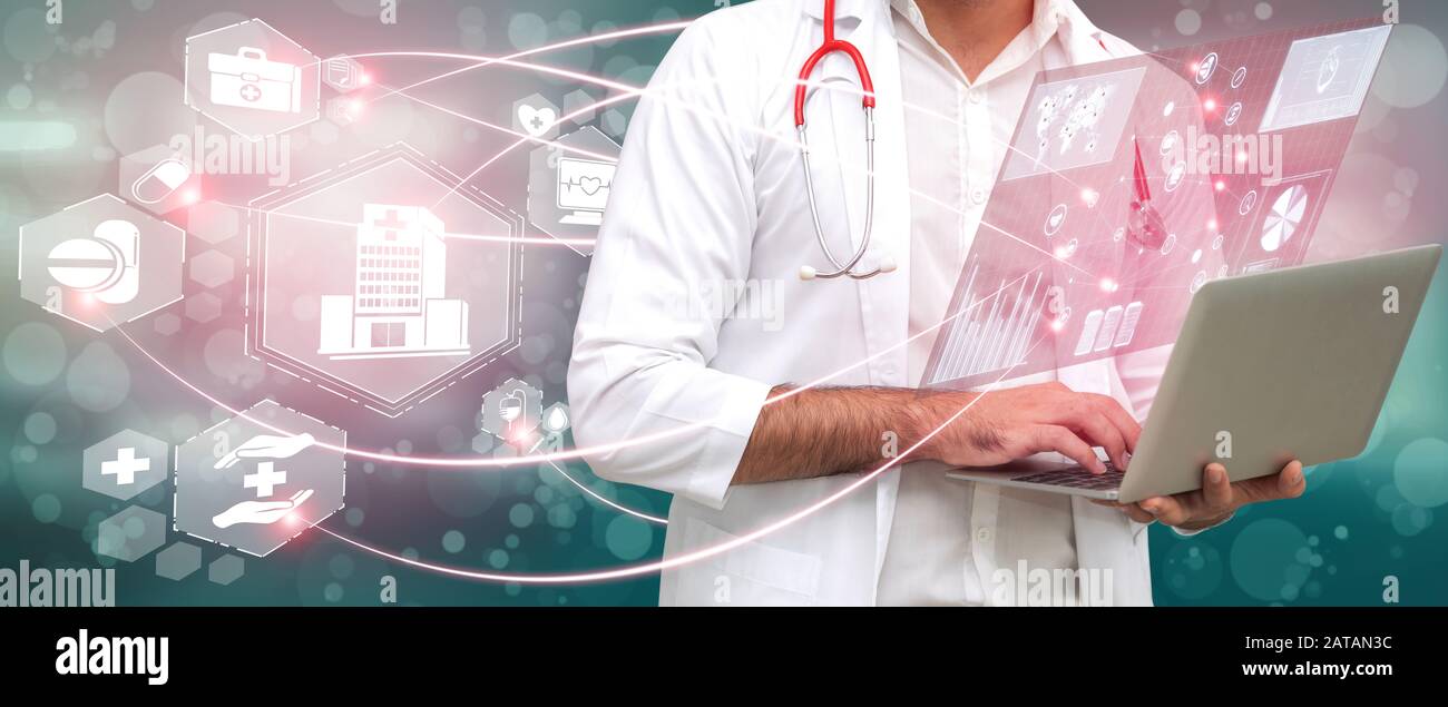 Medical Healthcare Concept Doctor In Hospital With Digital