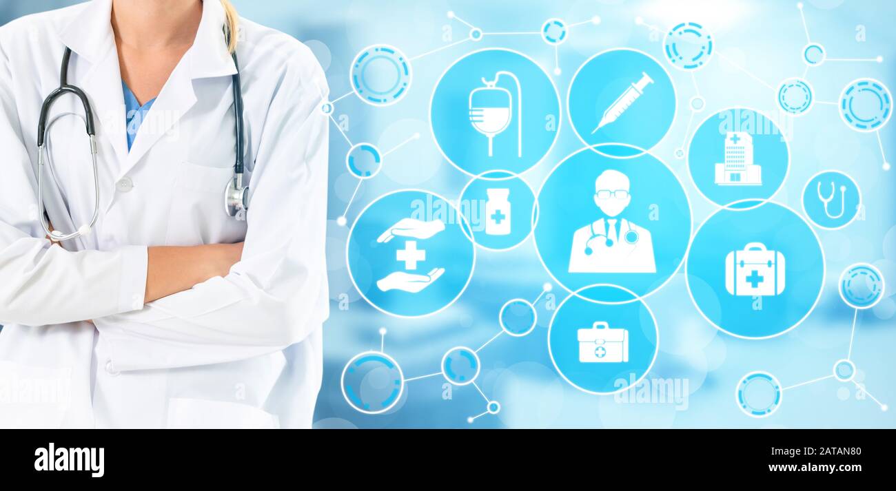 Medical Healthcare Concept Doctor In Hospital With Digital
