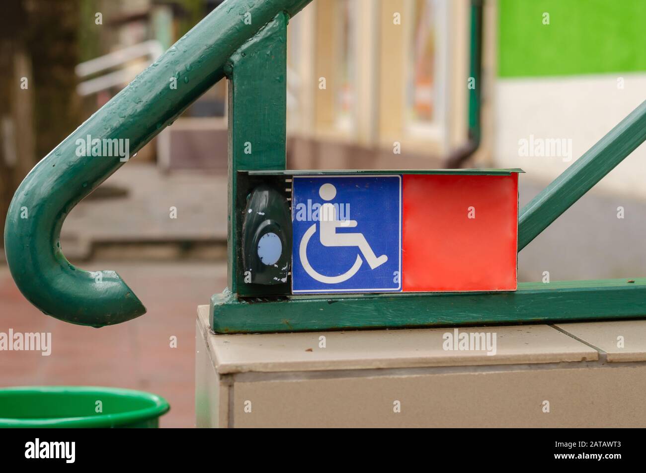 Help The Person With Disabilities. Disabled Ramp - Help Call Button. A ...