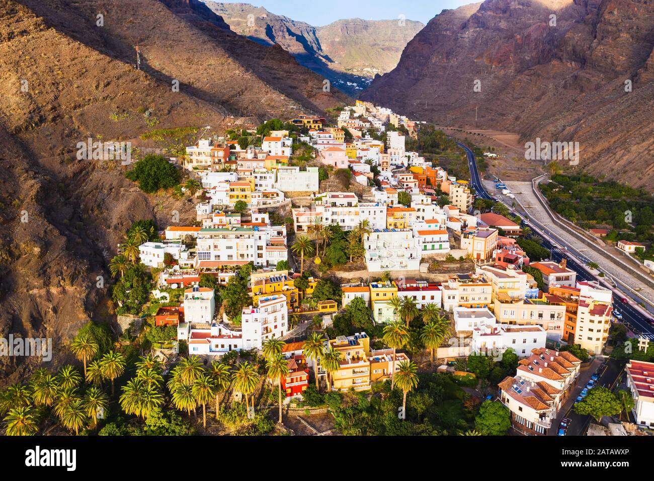 La Calera, Valle Gran Rey, aerial view, La Gomera, Canary Islands, Spain Stock Photo