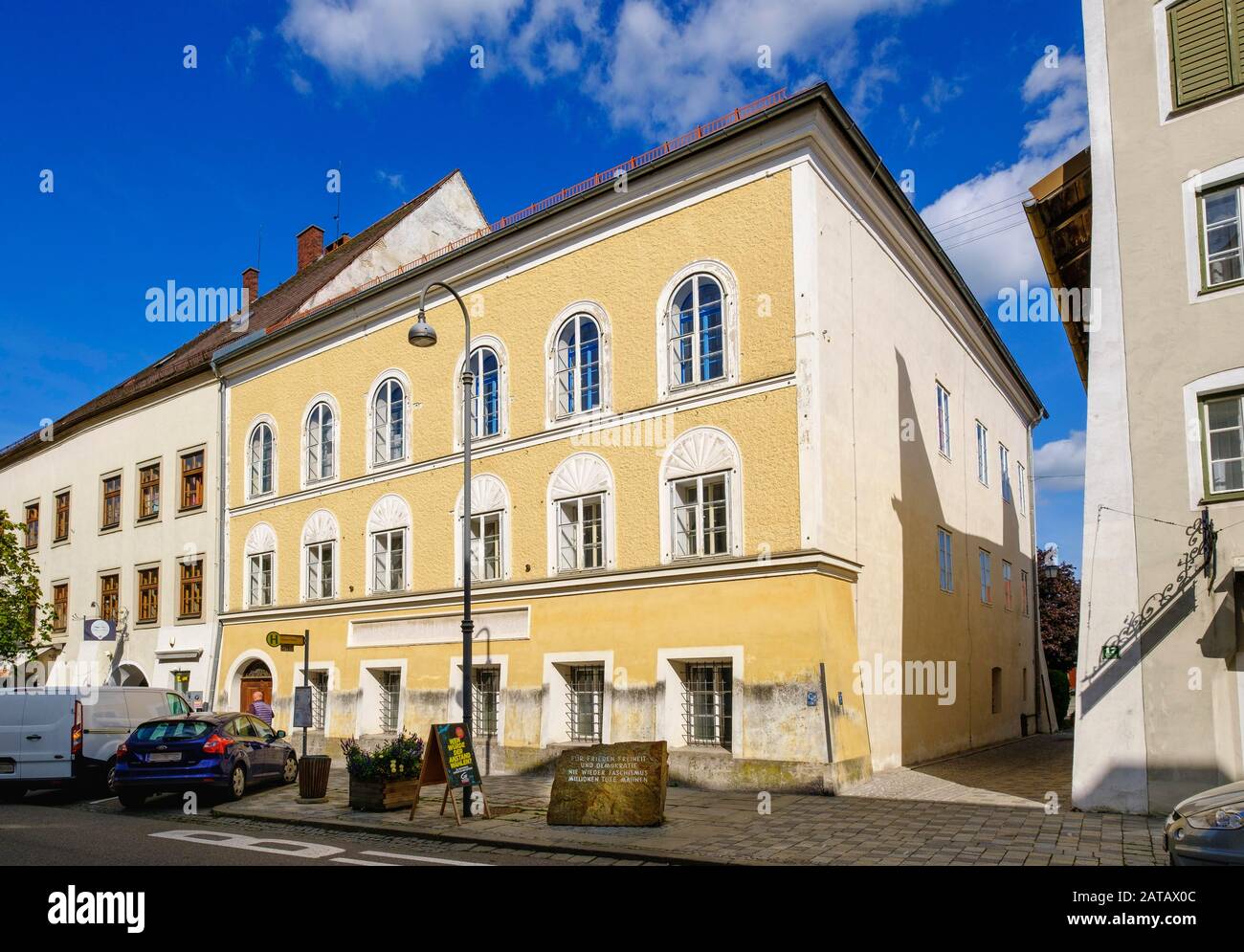 Birthplace of Adolf Hitler, Braunau am Inn, Innviertel, Upper Austria, Austria Stock Photo