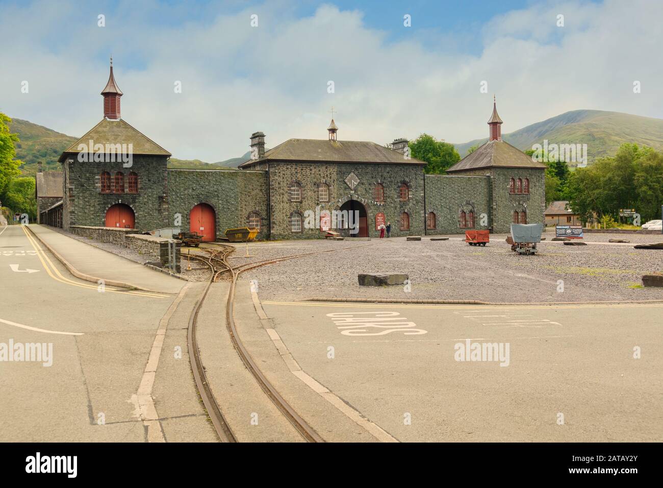 The National Slate Museum the former workshops of the Dinorwic quarry commemorating the slate industry that once dominated the area in Llanberis Wales Stock Photo
