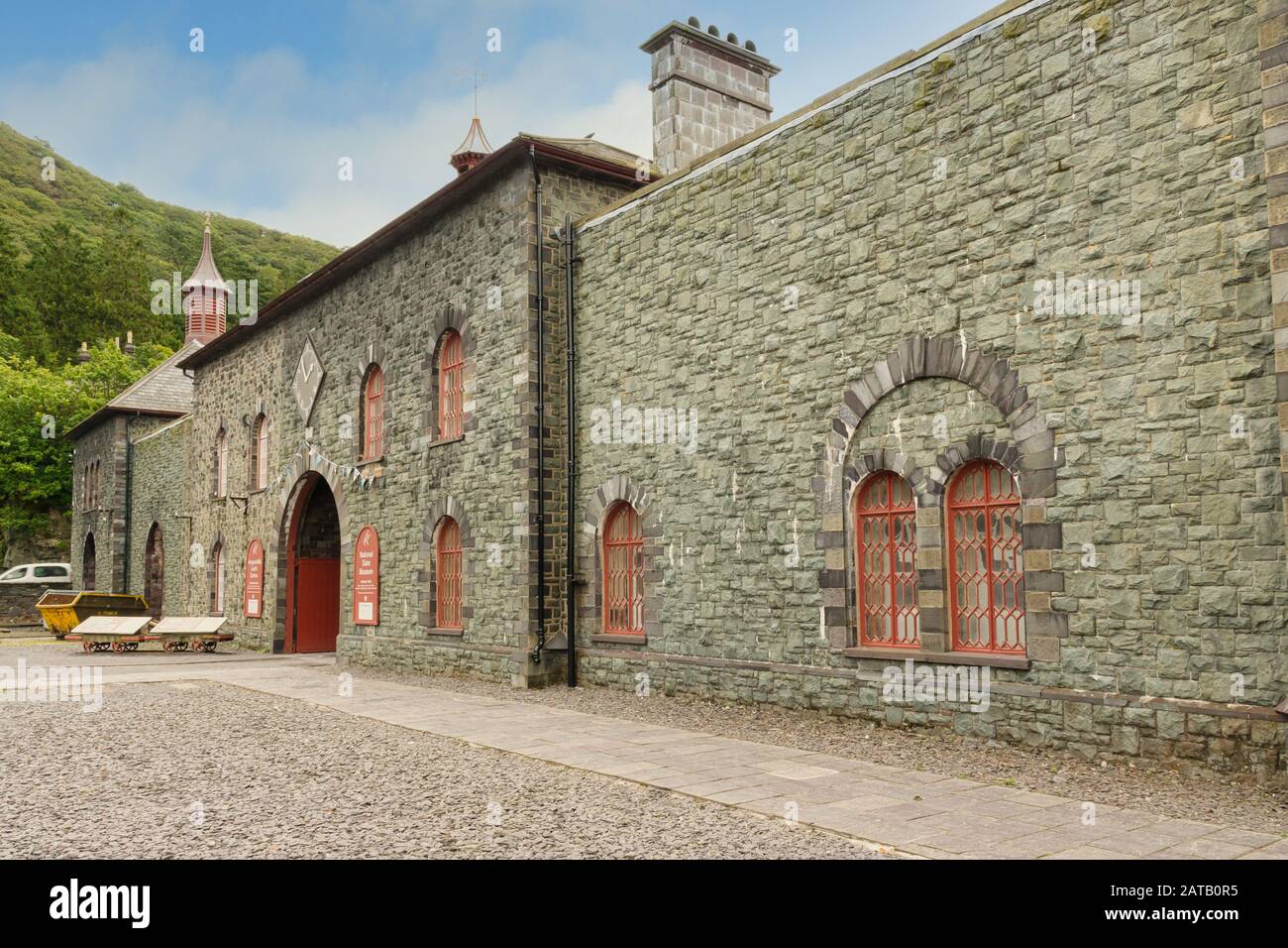 The National Slate Museum the former workshops of the Dinorwic quarry commemorating the slate industry that once dominated the area in Llanberis Wales Stock Photo