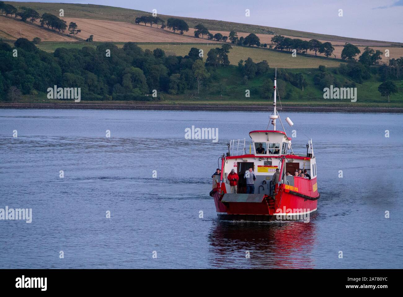 CROMARTY FIRTH, SCOTLAND, UK - 23 Aug 2017 - The Cromarty - Nigg car ferry which carries two vehicles and passengers from the Black Isle to Nigg Stock Photo