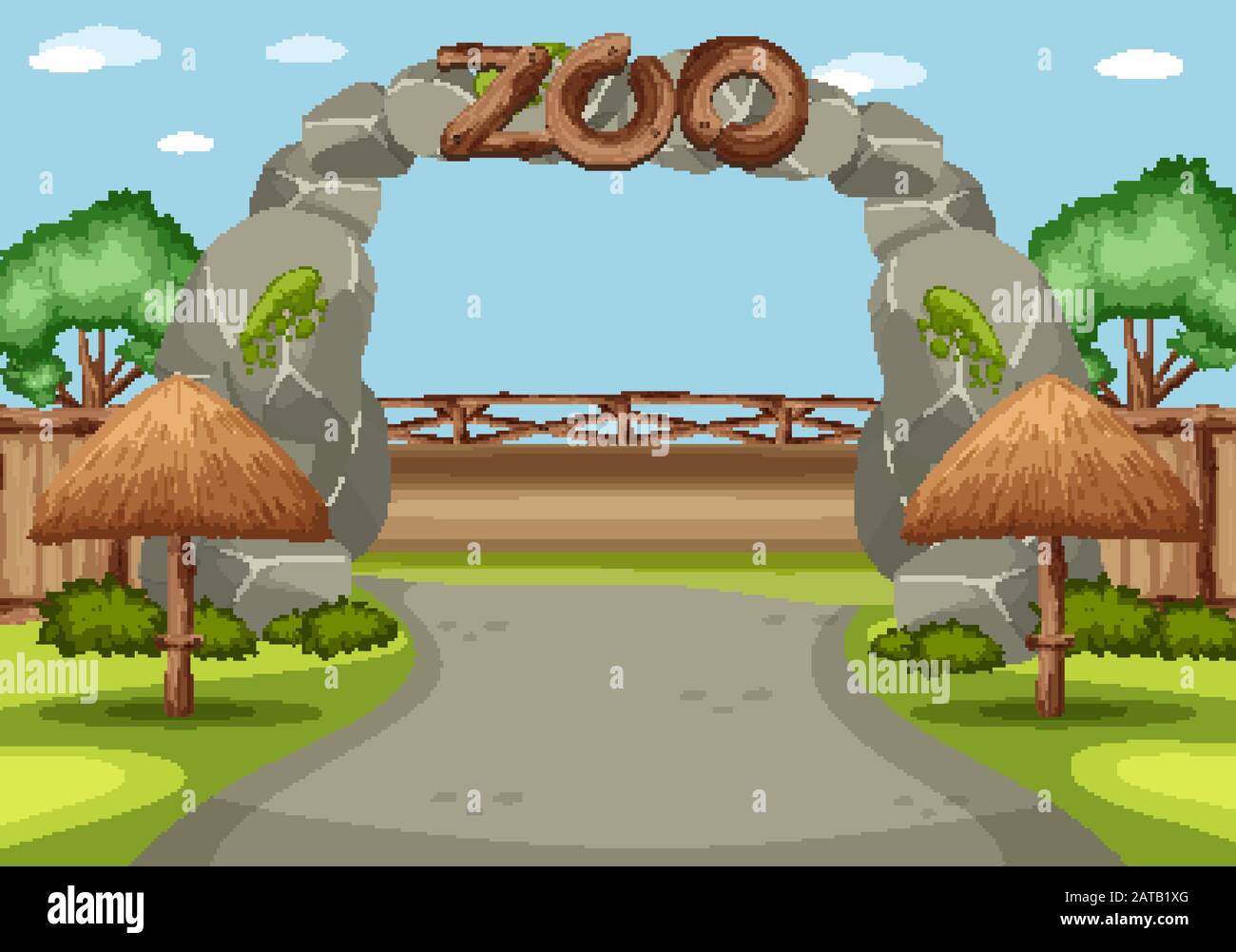 Background scene of zoo with big sign in front illustration Stock ...