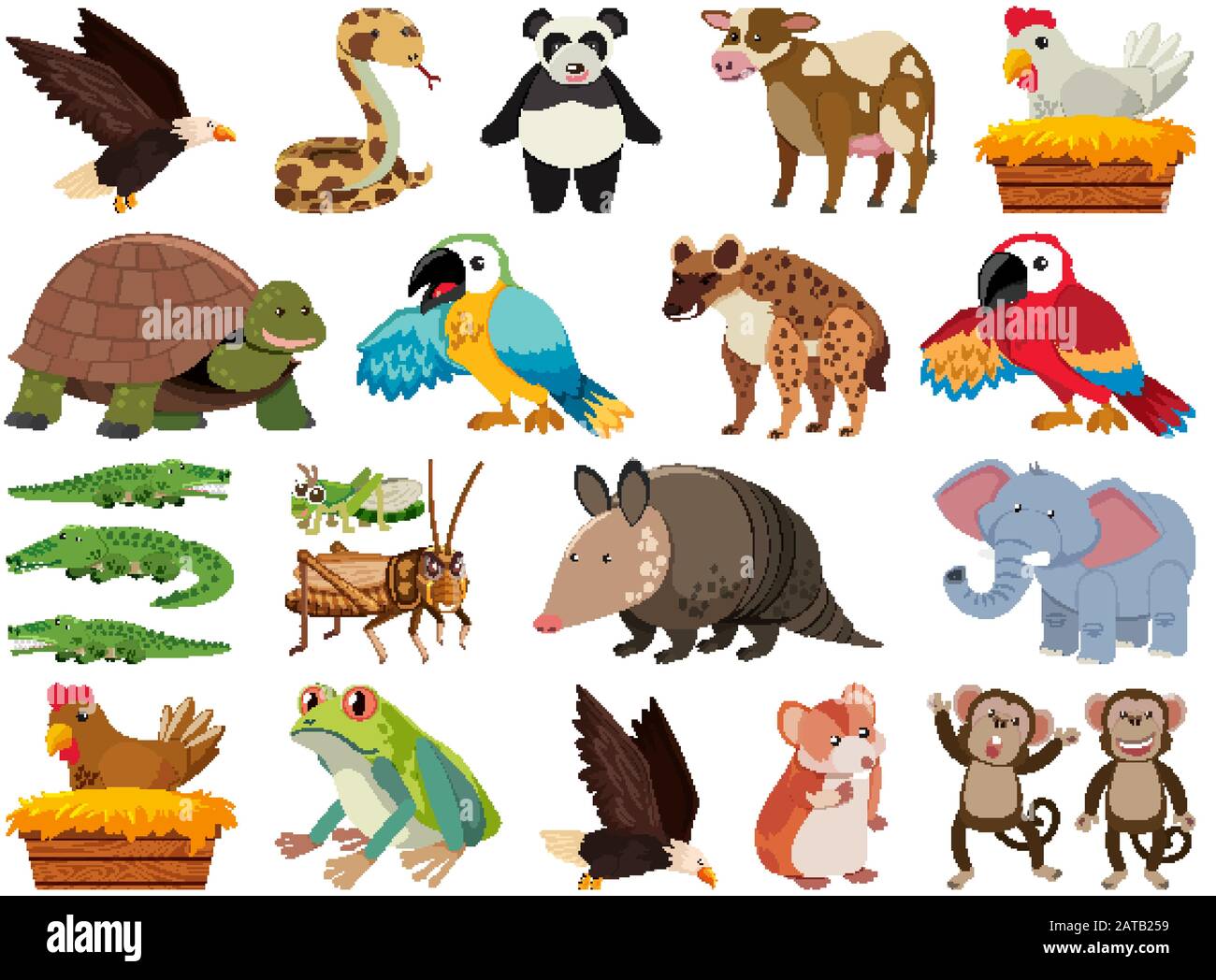 Set of isolated objects theme wild animals illustration Stock Vector ...