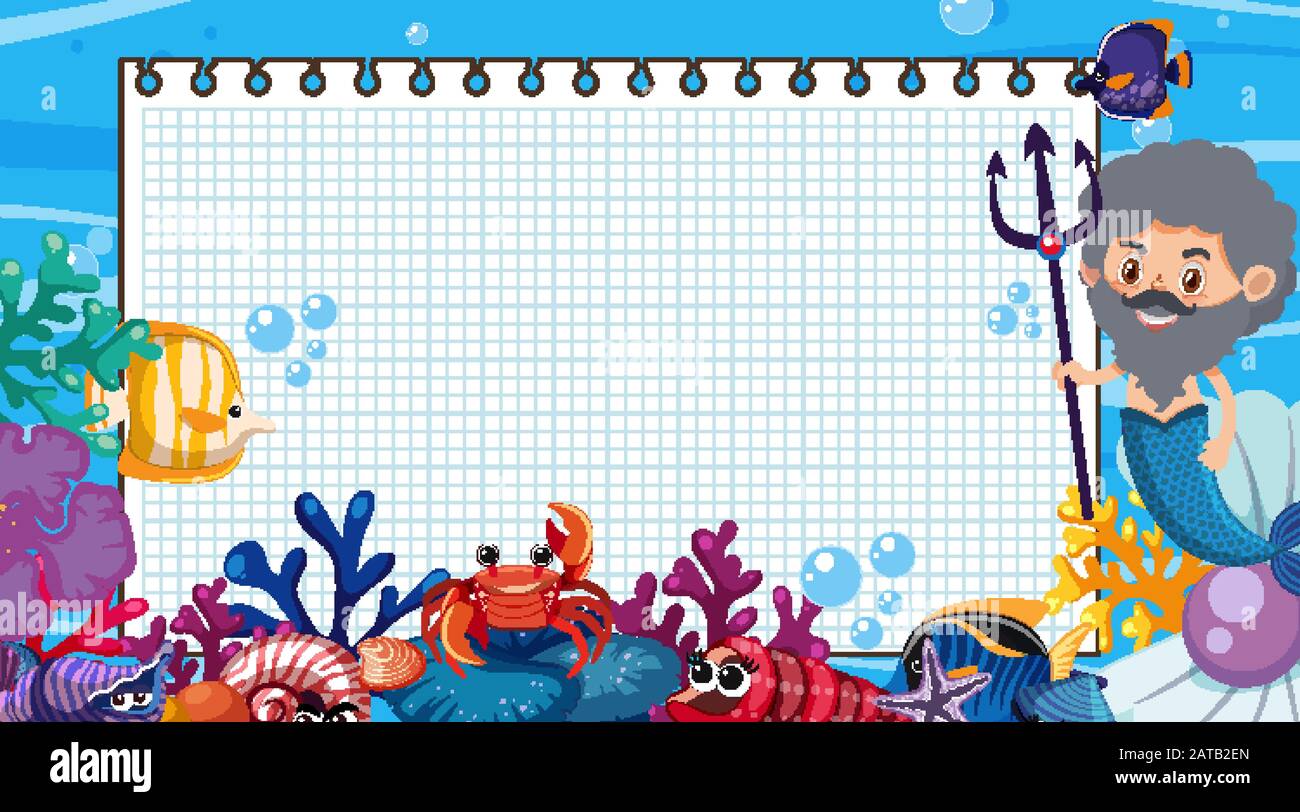 Border template with underwater scene in background illustration Stock ...
