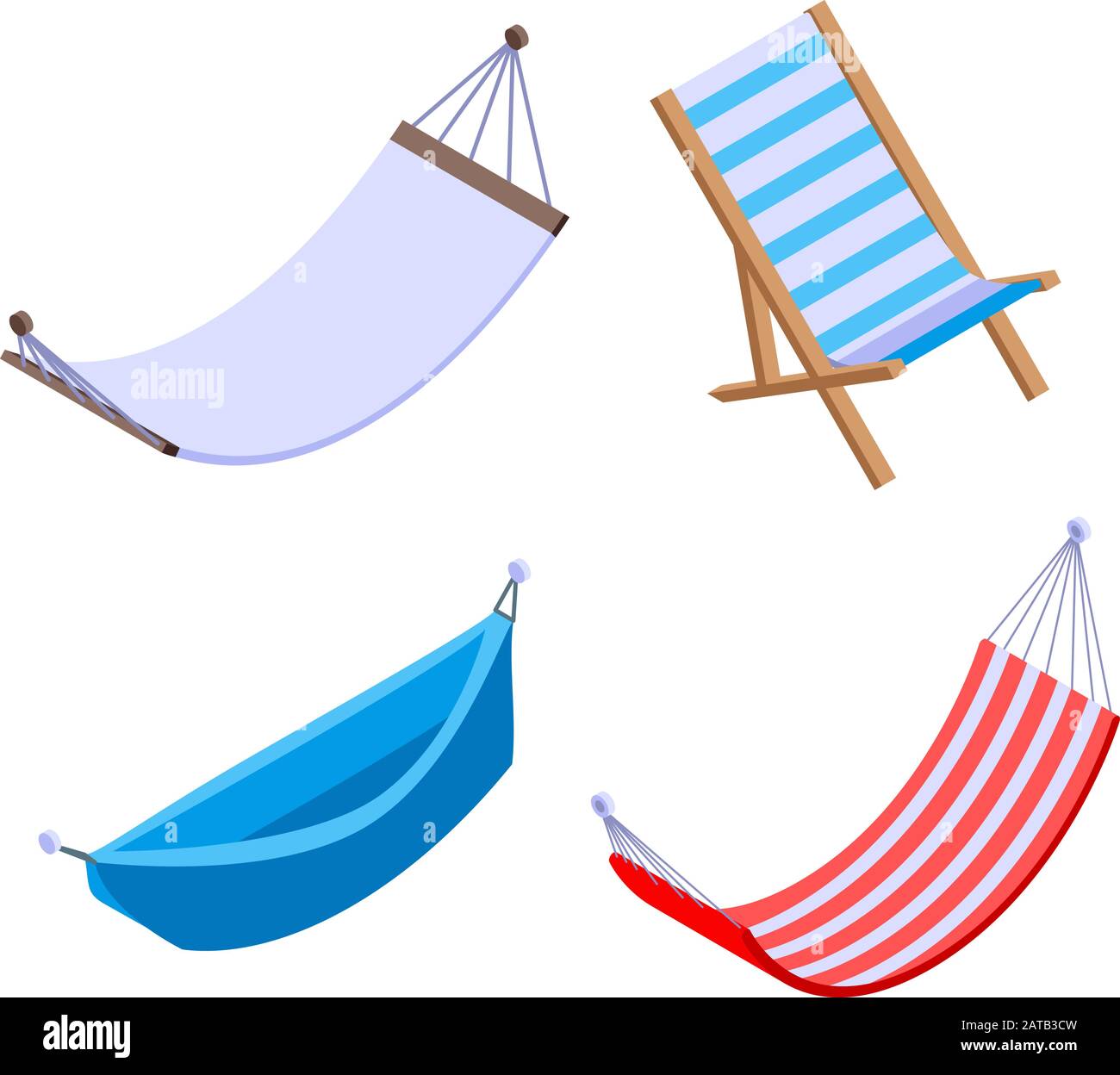 Hammock icons set, isometric style Stock Vector