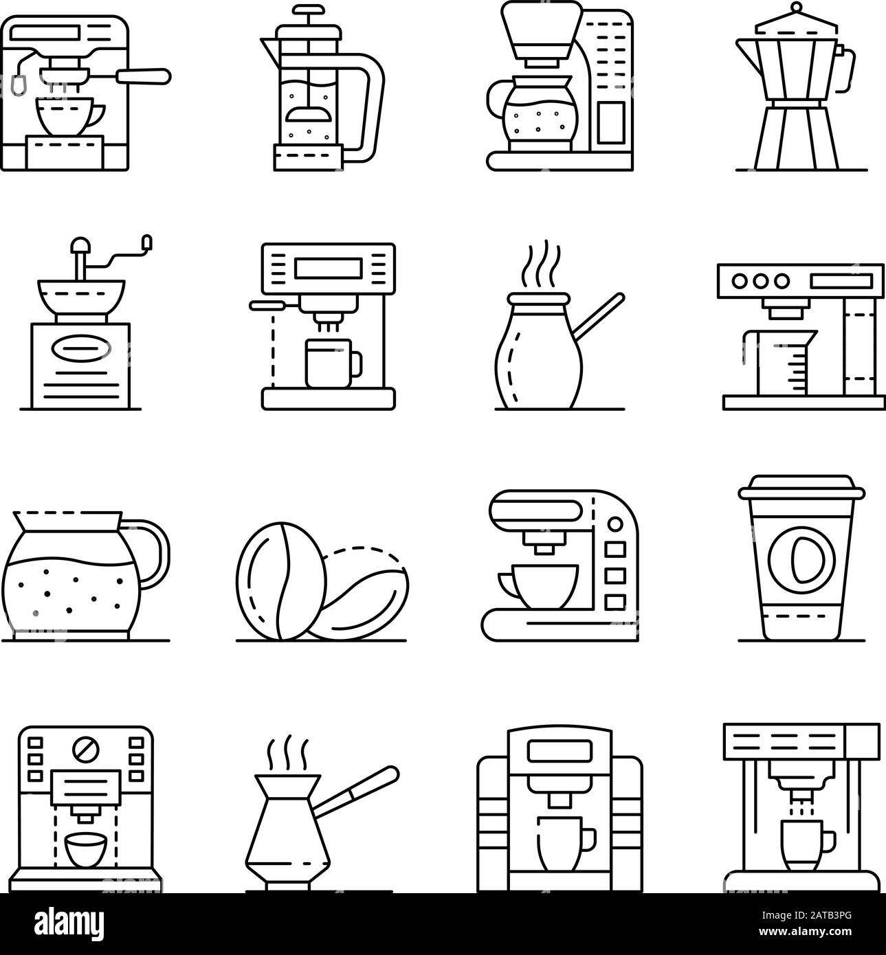 Coffee maker icons set, outline style Stock Vector Image & Art Alamy