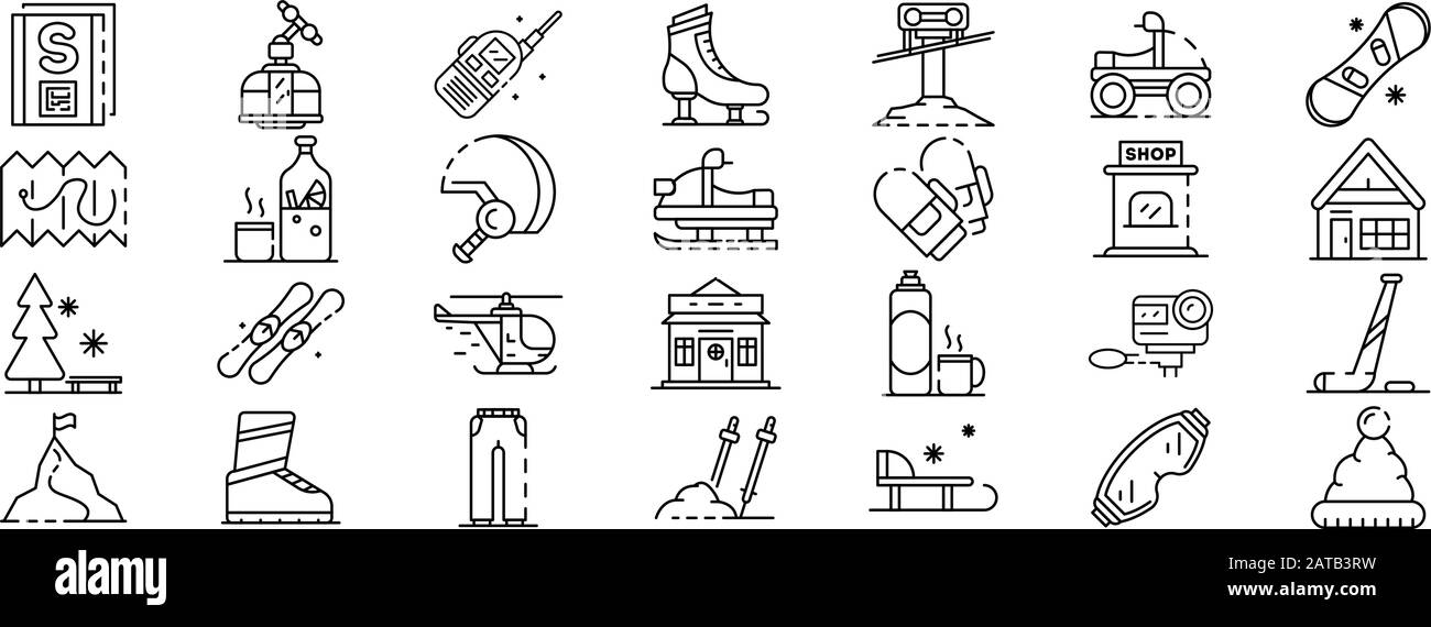 Ski resort icons set, outline style Stock Vector Image & Art - Alamy