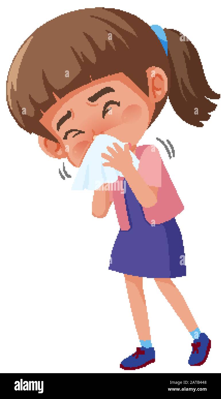 Sick girl coughing on white background illustration Stock Vector Image \u0026 Art  - Alamy, image size:770x1390