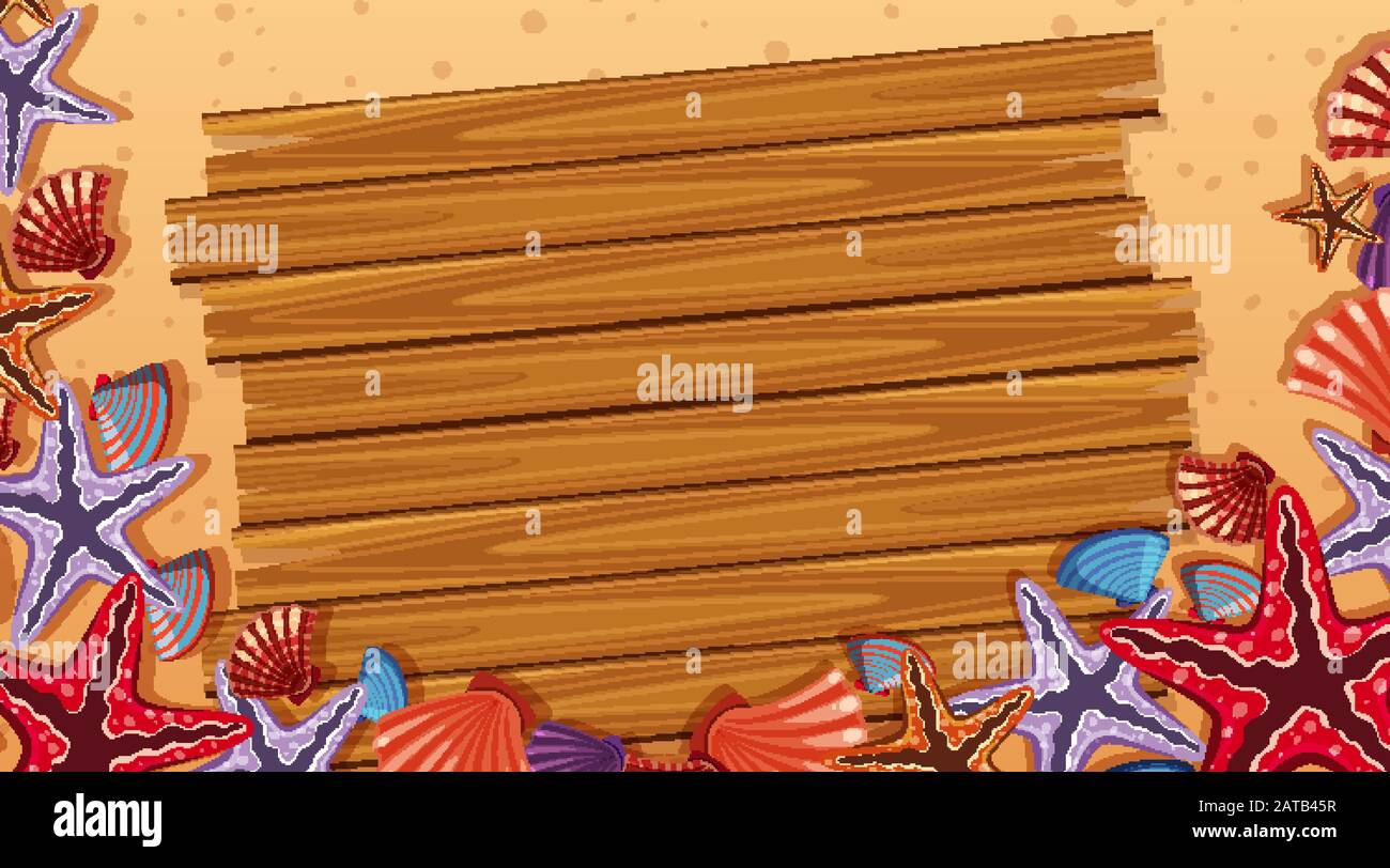 Border template with beach scene in background illustration Stock ...