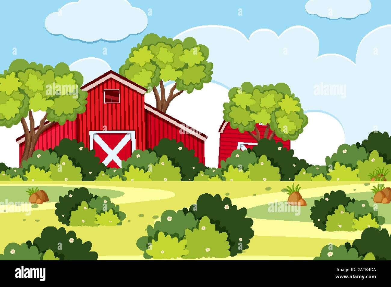 An outdoor scene with rural house illustration Stock Vector Image & Art ...
