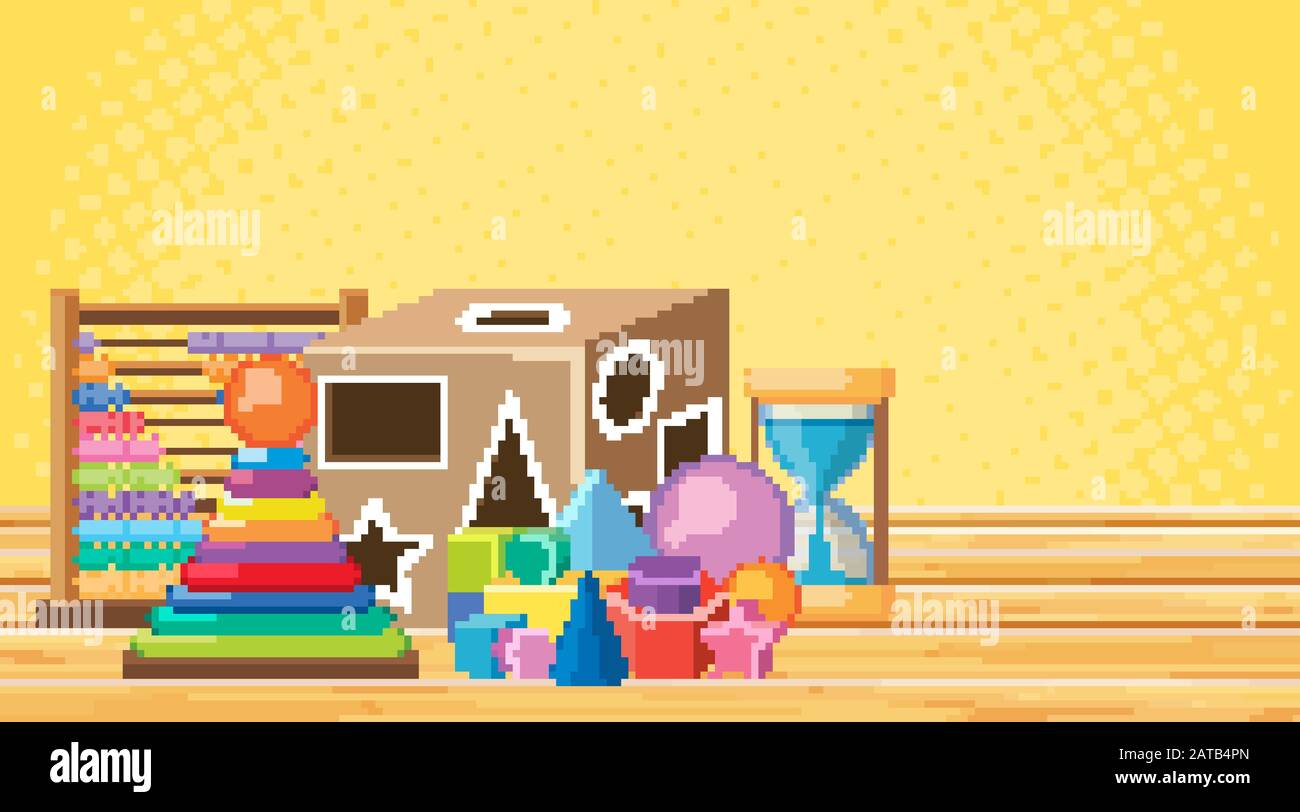Scene with many toys in the room illustration Stock Vector Image & Art ...