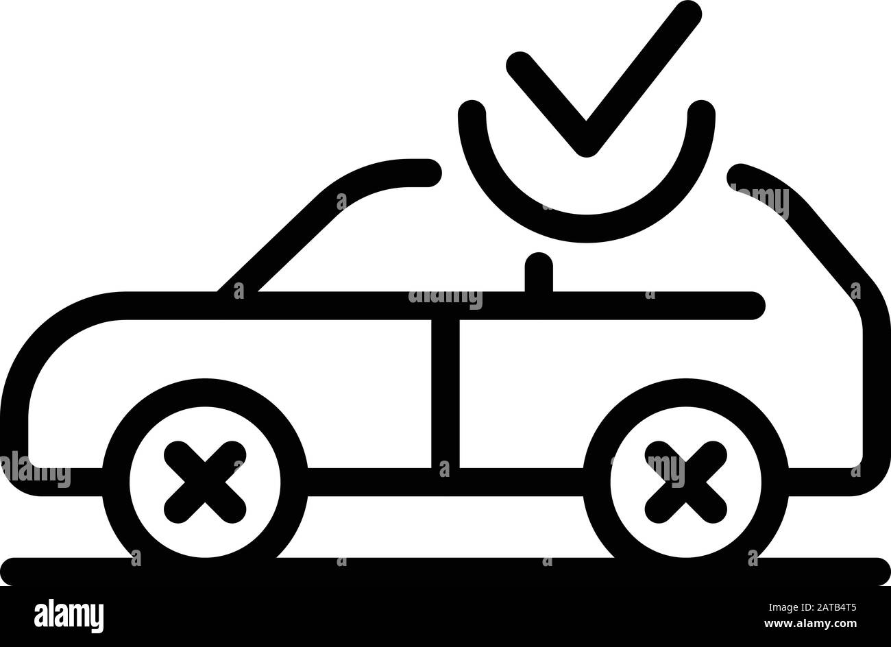 Car and checkmark icon, outline style Stock Vector