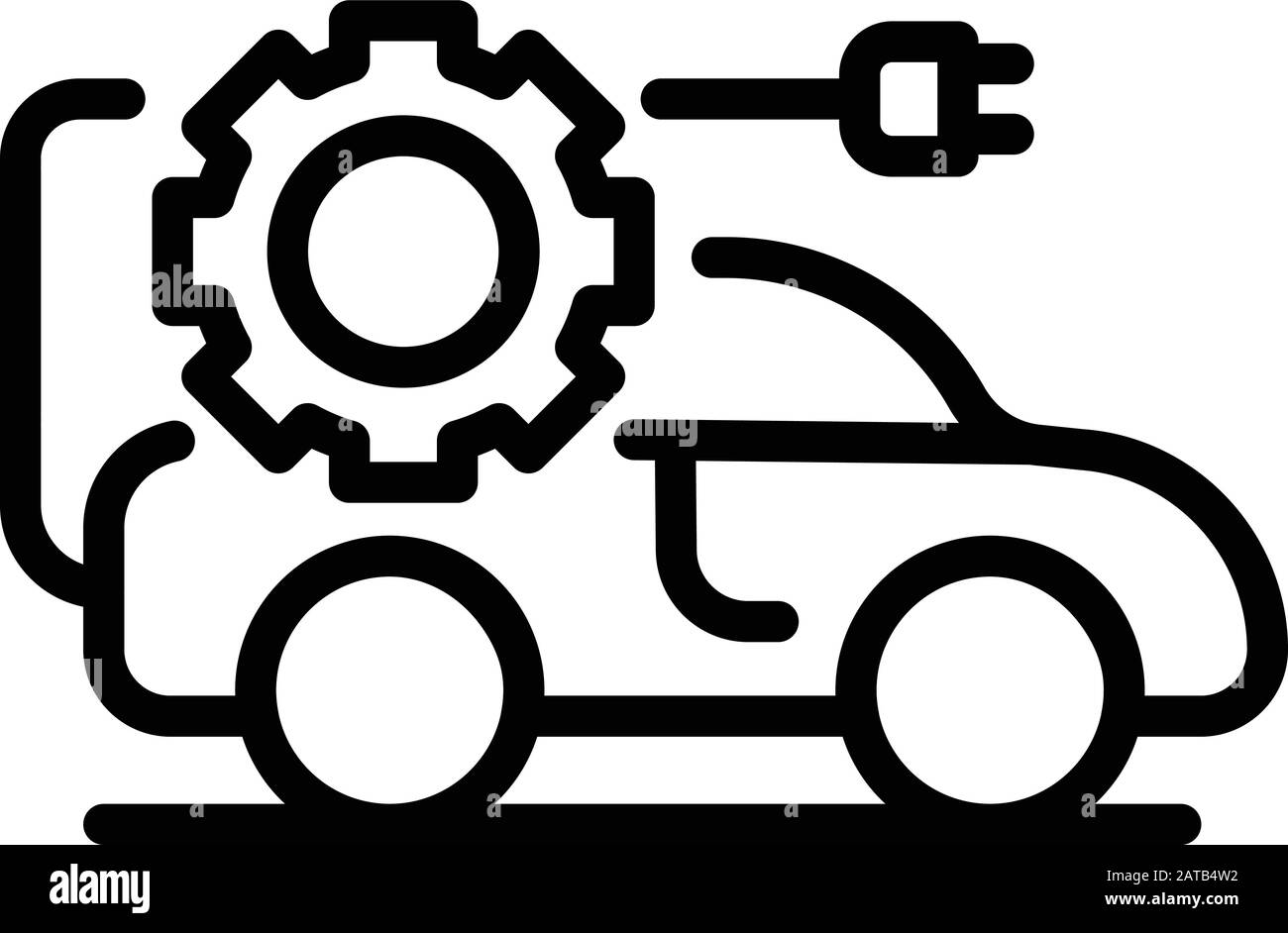 Car with gear and plug icon, outline style Stock Vector Image & Art - Alamy