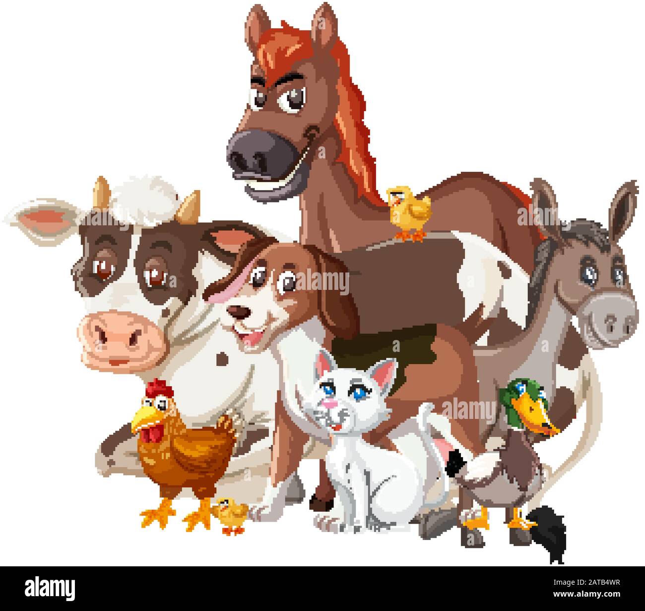 Different types of farm animals on white background illustration Stock  Vector Image & Art - Alamy