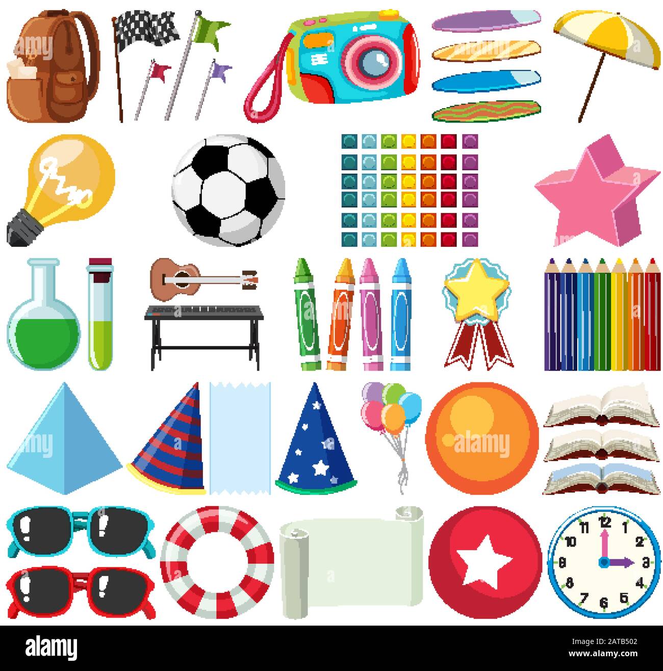 Set of isolated objects theme stationeries illustration Stock Vector ...
