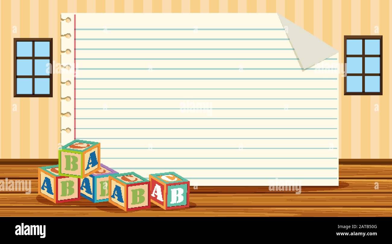 Paper template with alphabet blocks illustration Stock Vector Image