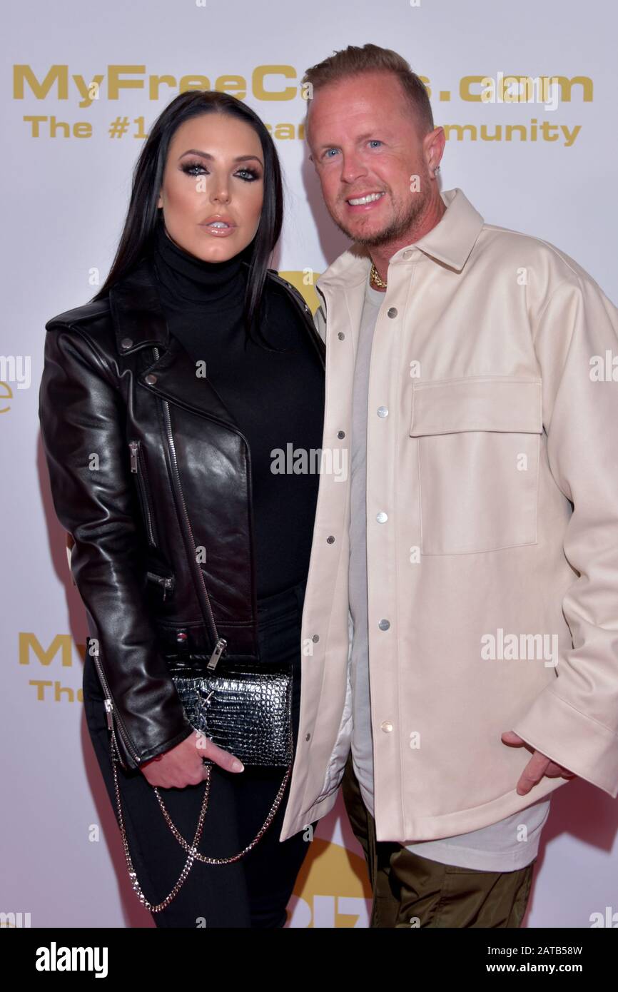 LOS ANGELES, CA, - 01 16:  Producer Jules Jordan and Actress Angela White arrive for the 'XBIZ Awards Show 2020' on January 16 2020 at the J.W. Marrio Stock Photo