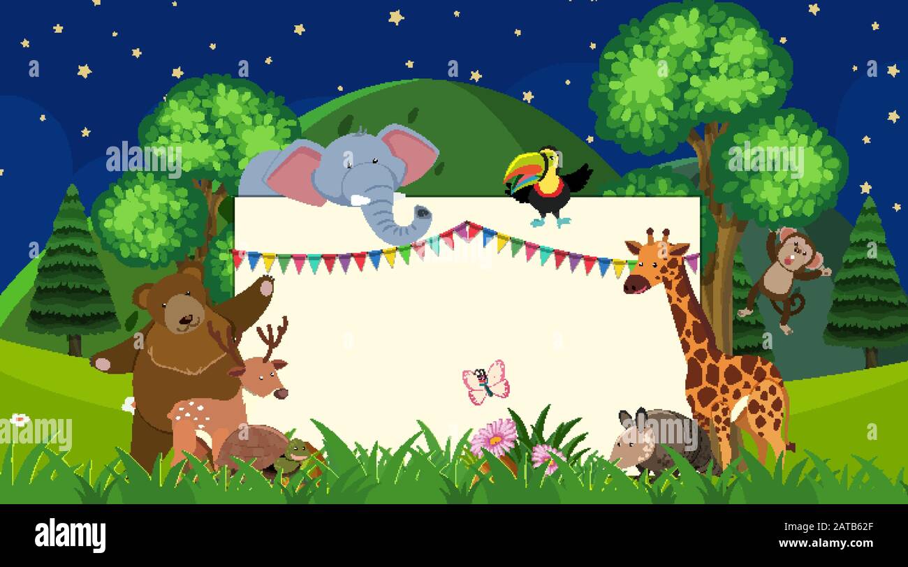 Border template with wild animals in background illustration Stock ...