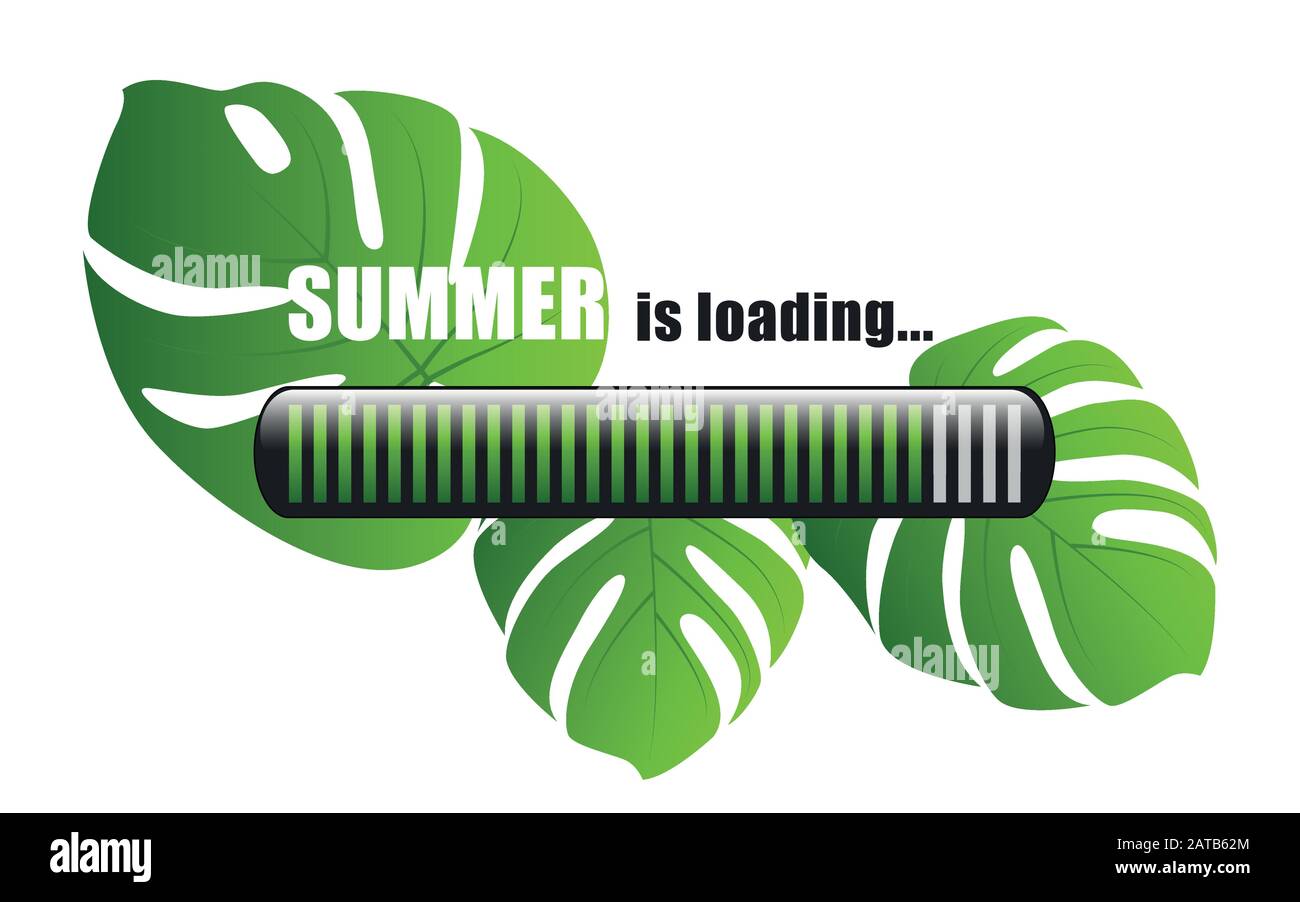summer is loading palm leaf beackground vector illustration EPS10 Stock Vector