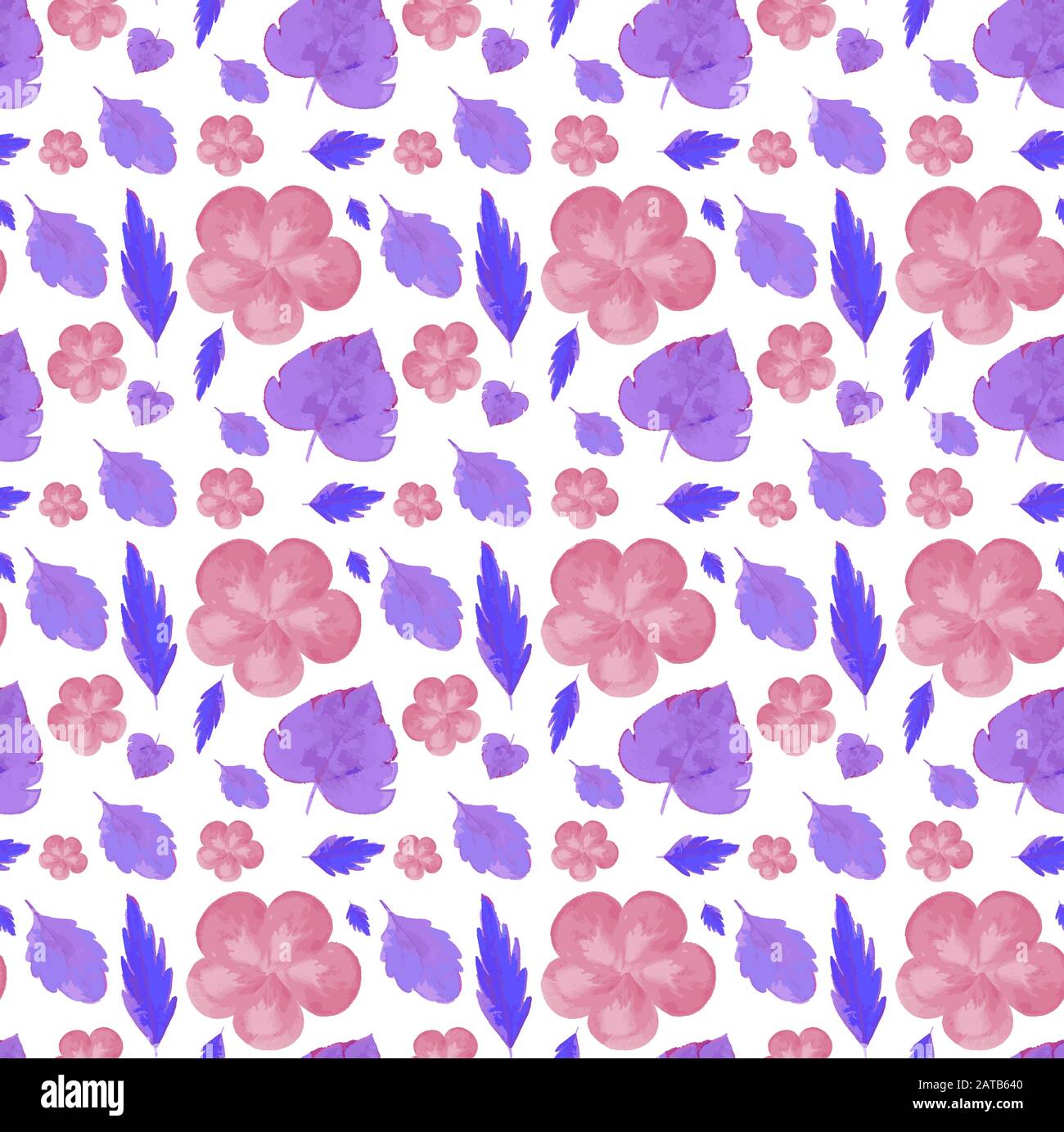 Seamless background design with purple and pink flowers illustration ...
