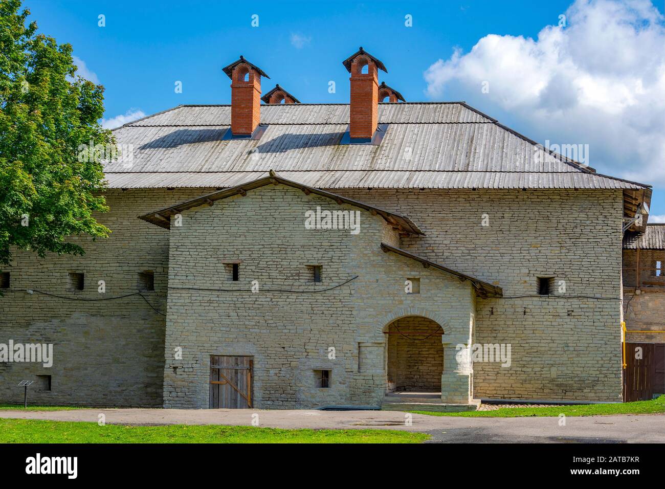 Pskov, the building of gunpowder cellars in the Pskov Region, an interesting tourist place Stock Photo