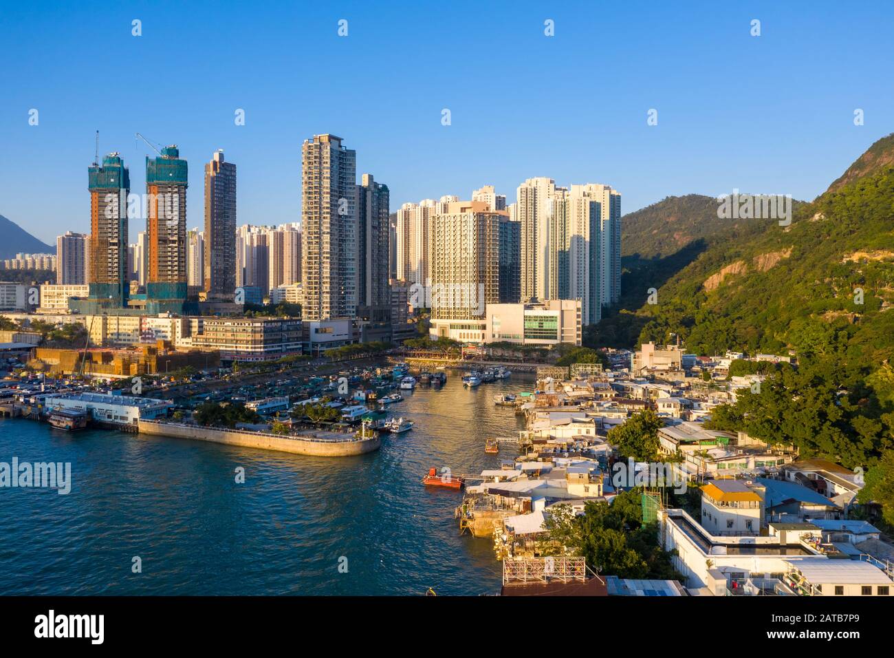 Aerial view Lei Yue Mun of Hong Kong Stock Photo