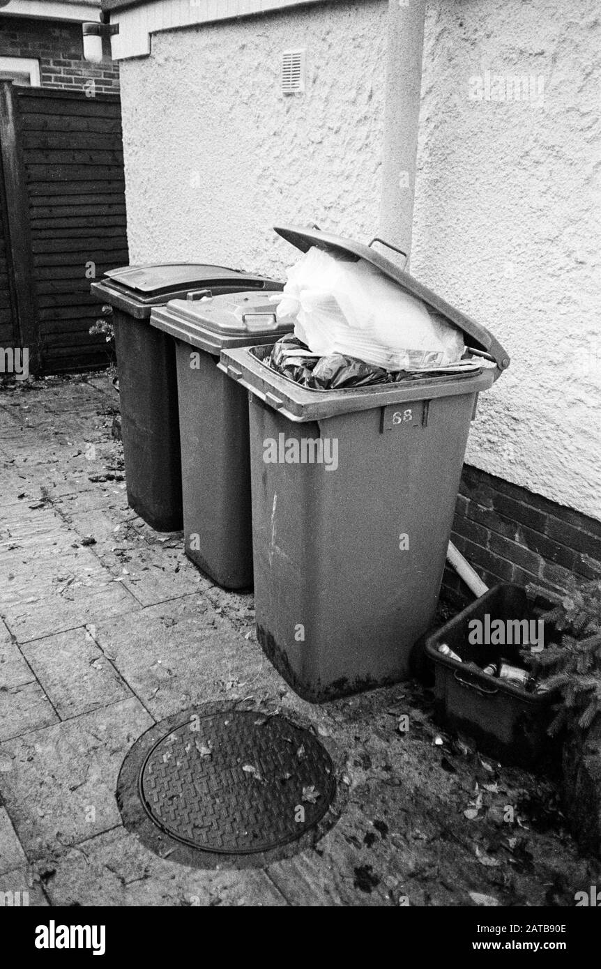 Wheeled rubish bins Black and White Stock Photos & Images Alamy